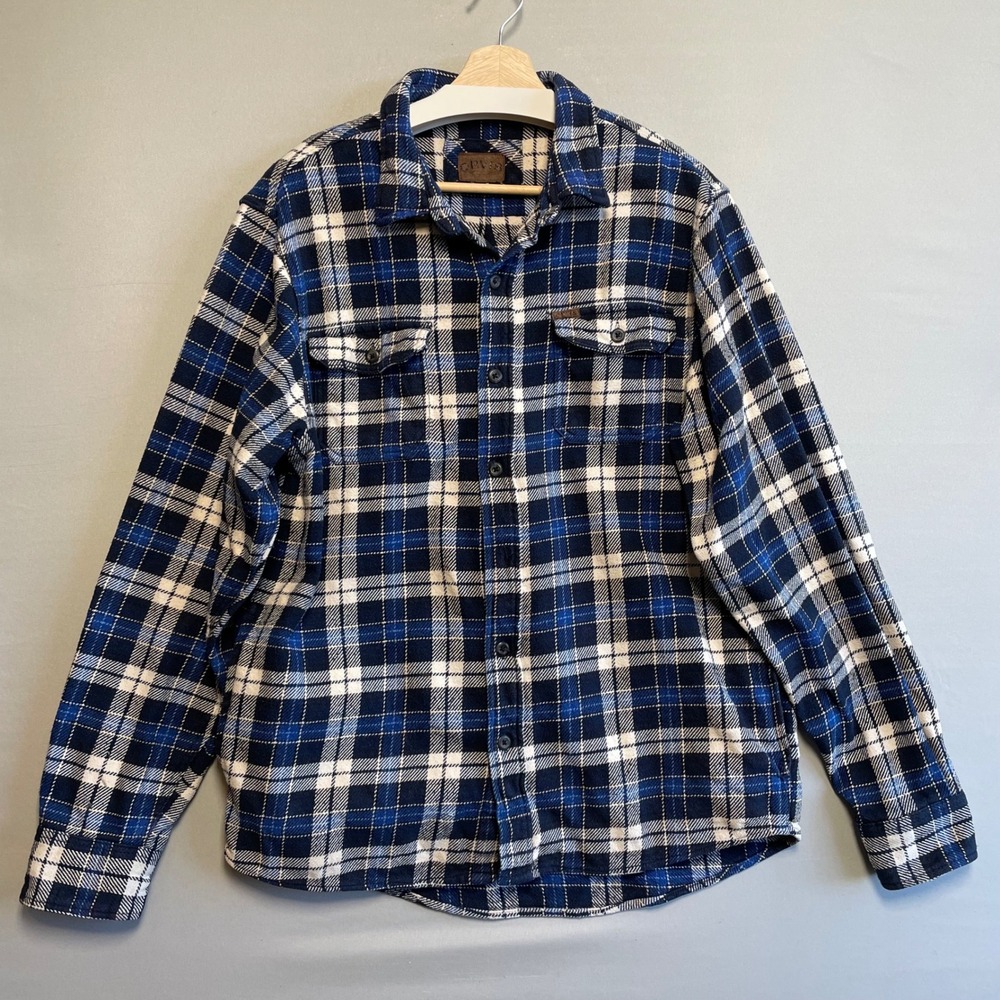 Orvis Men's‎ Blue Plaid Flannel Long Sleeve Button Up Shirt w Pockets Size L
